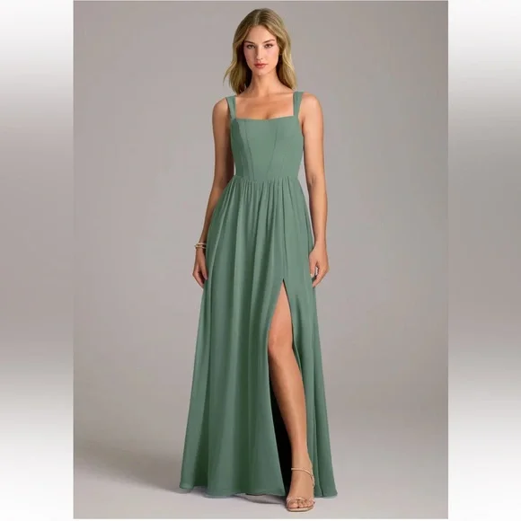 NWT Azazie Rosaline Bridesmaid Dress in Eucalyptus - Picture 4 of 6